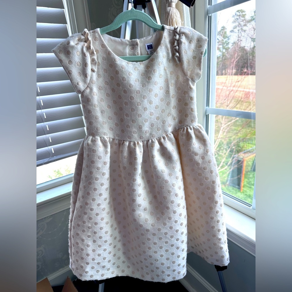 EUC Janie and Jack Gold Polka Dot Dress